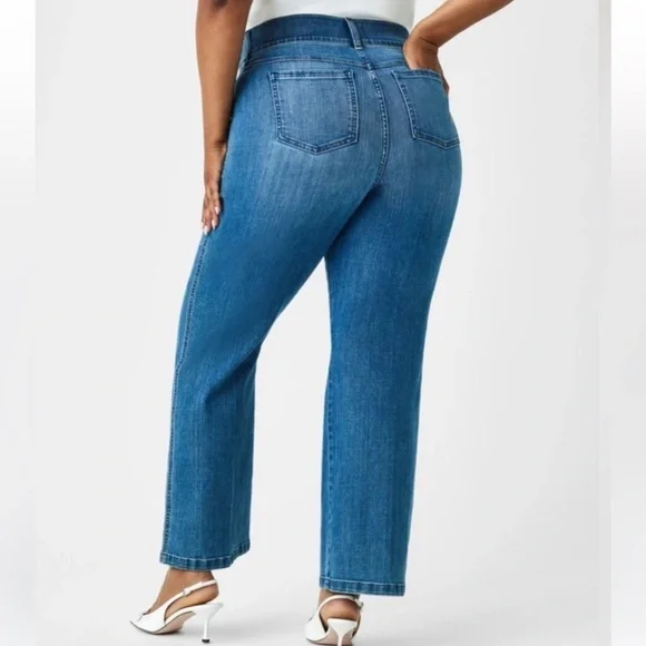 Spanx Kick Flare Jeans Vintage Indigo Pull On Women’s Size 2X Tall - Picture 2 of 13